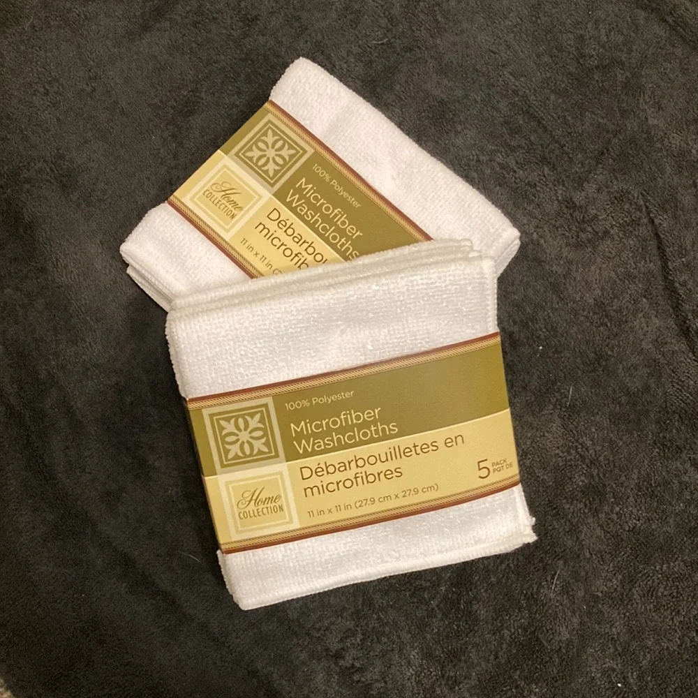 2 pks (5) White Microfiber Washcloths